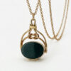 Rare 9ct Opening Bloodstone and Agate Fob Pendant On A 9ct Belcher Chain