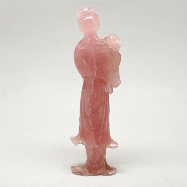 Chinese Rose Quartz Guanyin Figure 20th