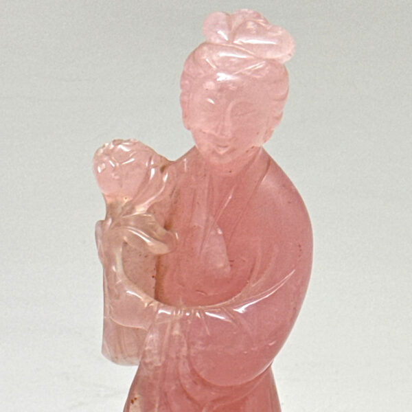 Chinese Rose Quartz Guanyin Figure 20th