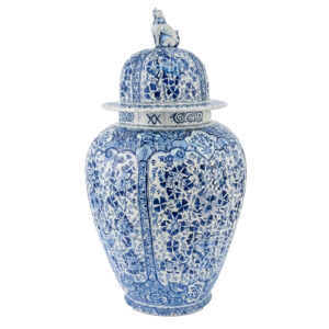 Delft-Large-Floral-Ginger-Jar-And-Cover-19th Delft Large Floral Ginger Jar And Cover 19th