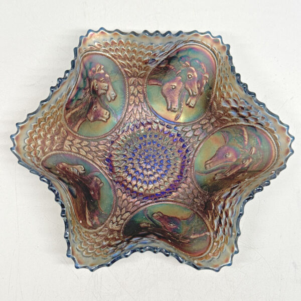 Fenton Carnival Glass Horse Medallion Bowl C1916