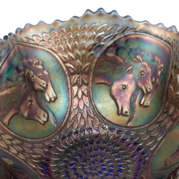 Fenton Carnival Glass Horse Medallion Bowl C1916