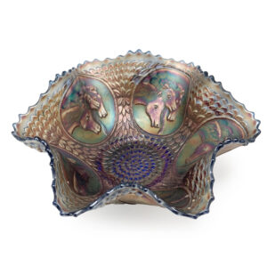 Fenton-Carnival-Glass-Horse-Medallion-Bowl-C1916 Fenton Carnival Glass Horse Medallion Bowl C1916