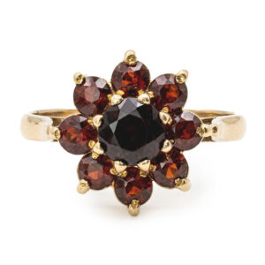 Garnet Edwardian Friendship Flower 9ct Gold  Ring