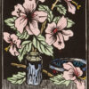 Gregoire Boonzaier Coloured Linocut Hibiscus (SA 1909 - 2005)