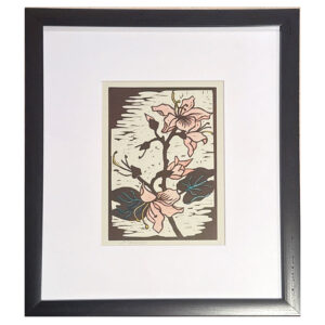 Gregoire Boonzaier Coloured Linocut Hibiscus (SA 1909 - 2005)