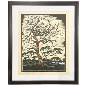 Gregoire Boonzaier Coloured Linocut Trees (SA 1909 - 2005)