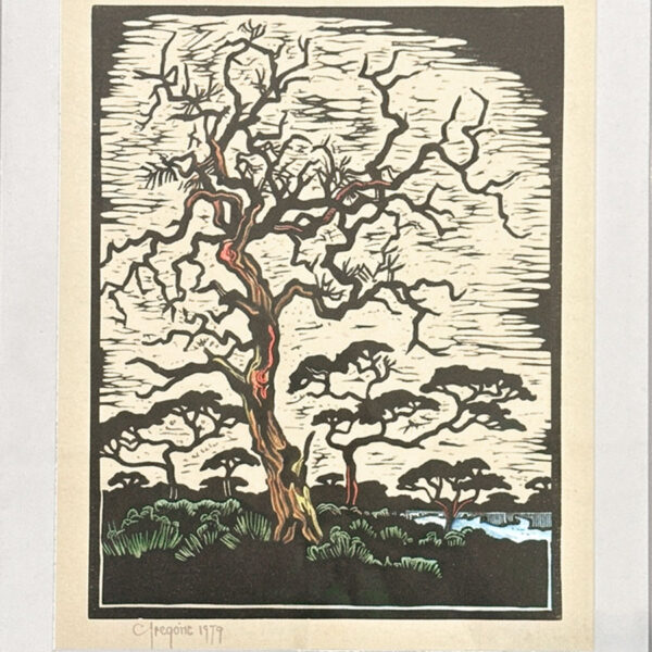 Gregoire Boonzaier Coloured Linocut Trees (SA 1909 - 2005)