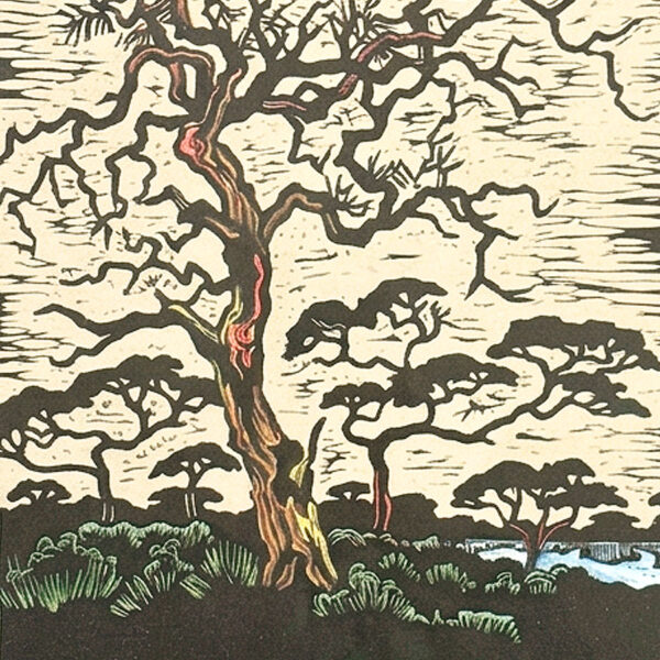 Gregoire Boonzaier Coloured Linocut Trees (SA 1909 - 2005)