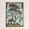 Gregoire Boonzaier Coloured Linocut Windy trees and dirt road (SA 1909 - 2005)