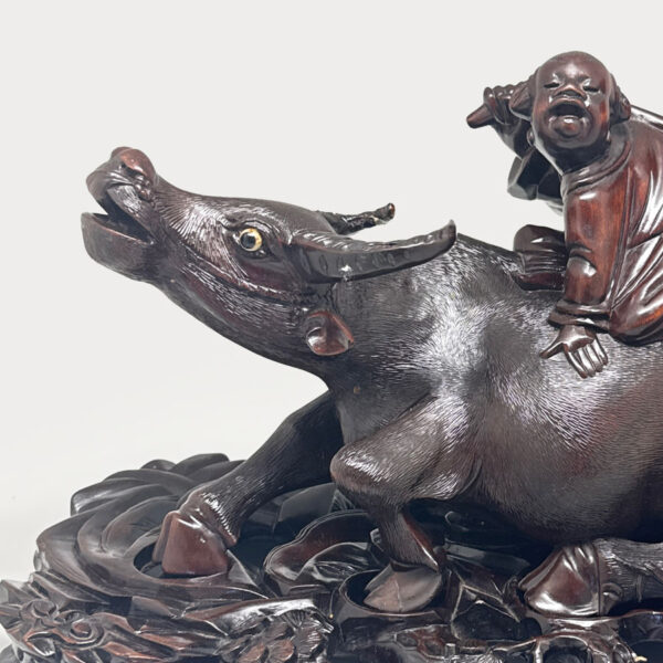 Meiji-Japanese-Large-Wood-Carving-Of-Water-Buffalo-Late-19th-2 Meiji Japanese Large Wood Carving Of Water Buffalo Late 19th