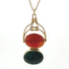 Rare 9ct Opening Bloodstone and Agate Fob Pendant On A 9ct Belcher Chain