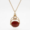 Rare 9ct Opening Bloodstone and Agate Fob Pendant On A 9ct Belcher Chain