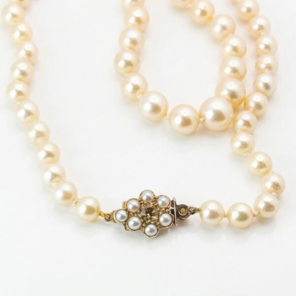 Single-Strand-Cultured-Pearl-Necklace-9ct-Gold-Clasp-Set-Citrine-And-Split-Pearl-1 Single Strand Cultured Pearl Necklace 9ct Gold Clasp Set Citrine And Split Pearl