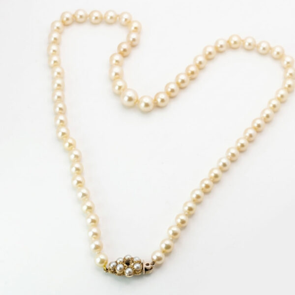Single-Strand-Cultured-Pearl-Necklace-9ct-Gold-Clasp-Set-Citrine-And-Split-Pearl-2 Single Strand Cultured Pearl Necklace 9ct Gold Clasp Set Citrine And Split Pearl