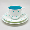 Susie Copper Raised Spot Teal Tea Trio C1950
