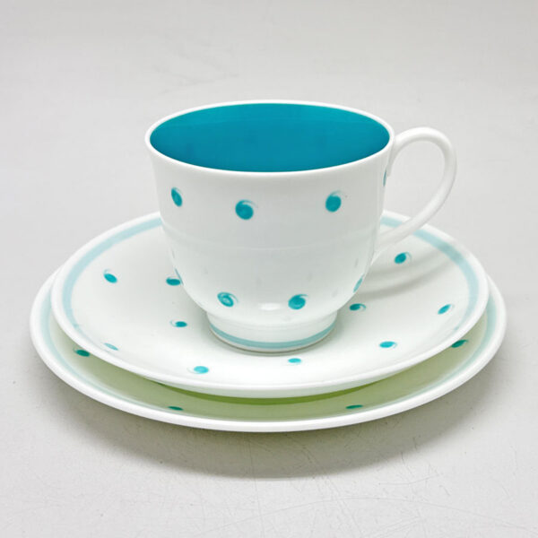 Susie Copper Raised Spot Teal Tea Trio C1950