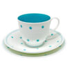 Susie Copper Raised Spot Teal Tea Trio C1950
