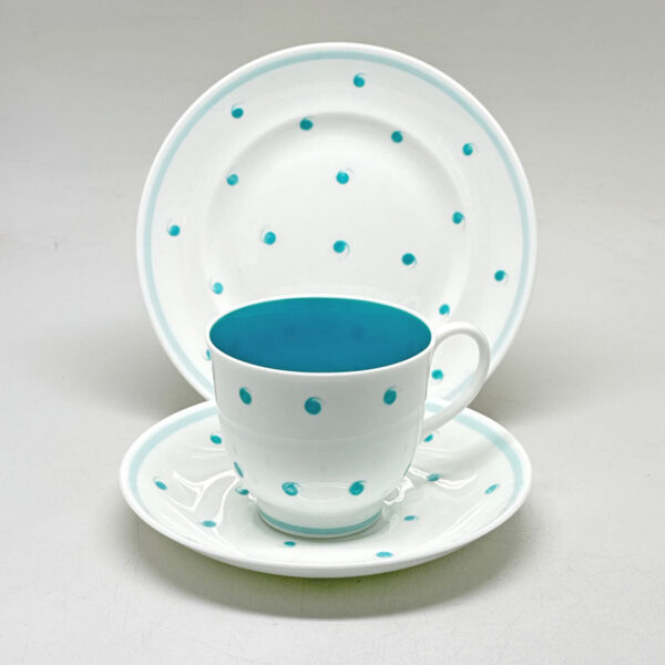 Susie Copper Raised Spot Teal Tea Trio C1950