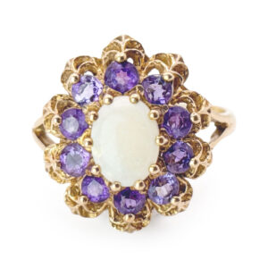 Victorian-9ct-Gold-Opal-and-Amethyst-Cocktail-Ring Victorian 9ct Gold Opal and Amethyst Cocktail Ring