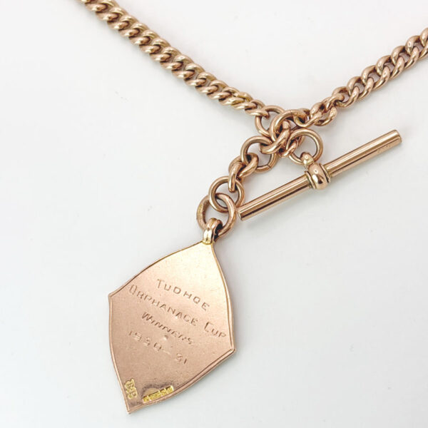 Victorian-9ct-Rose-Gold-Fob-Chain-With-TBar-And-Medallion-8 Victorian 9ct Rose Gold Fob Chain With TBar And Medallion