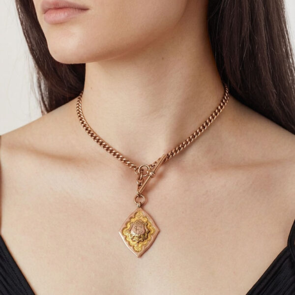 Victorian-9ct-Rose-Gold-Fob-Chain-With-TBar-And-Medallion-9 Victorian 9ct Rose Gold Fob Chain With TBar And Medallion