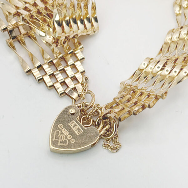 Victorian 9ct Rose Gold Gateleg Bracelet With Heart Lock