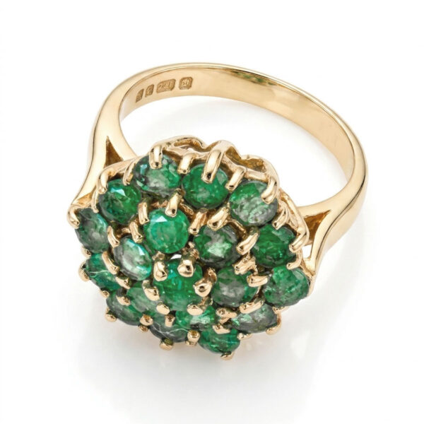 Vintage 9ct Gold Emerald Cluster Ring