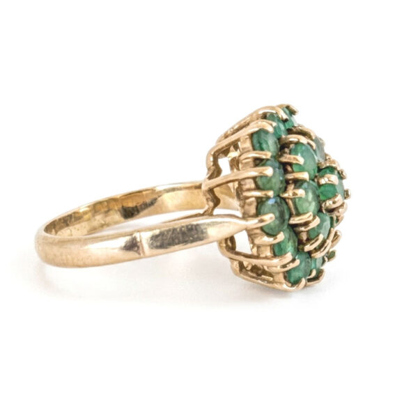 Vintage 9ct Gold Emerald Cluster Ring