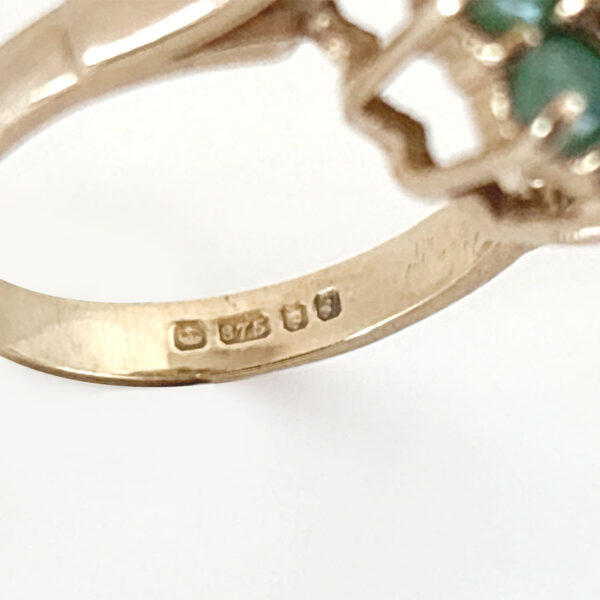 Vintage 9ct Gold Emerald Cluster Ring