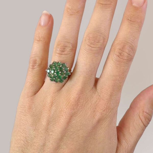 Vintage 9ct Gold Emerald Cluster Ring
