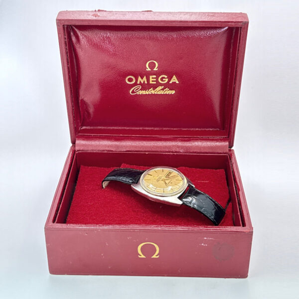 Vintage Omega Constellation 18k Gold Bezel Date Day