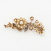 14k Gold Floral Seed Pearl Brooch