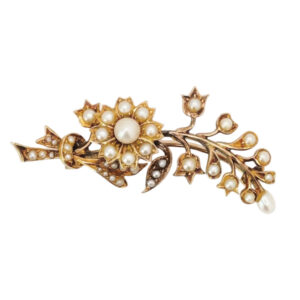 14k-Gold-Floral-Seed-Pearl-Brooch 14k Gold Floral Seed Pearl Brooch