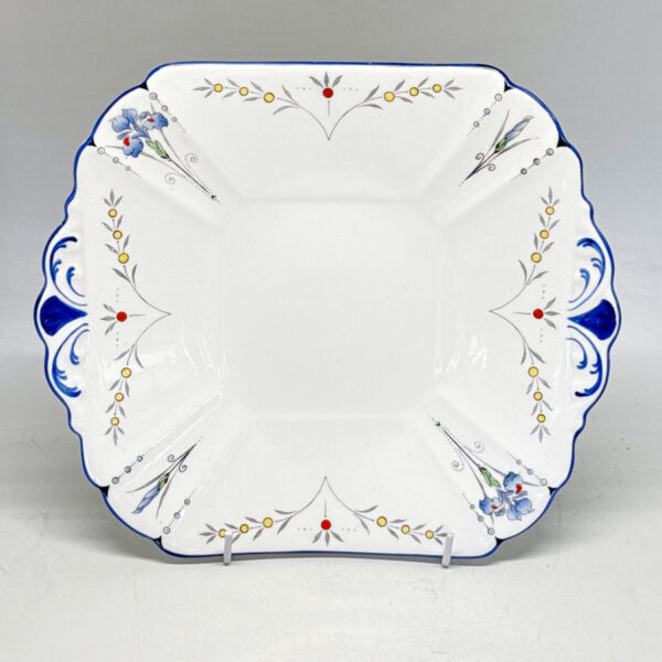 Art Deco Shelley Queen Anne Blue Iris Tab Cake Plate 1920's