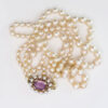 Cultured-Graduated-Double-Strand-Pearl-Necklace-With-9-Carat-Amethyst-And-Pearl-Clasp-1 Cultured Graduated Double Strand Pearl Necklace With 9 Carat Amethyst And Pearl Clasp