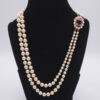 Cultured-Graduated-Double-Strand-Pearl-Necklace-With-9-Carat-Amethyst-And-Pearl-Clasp-6 Cultured Graduated Double Strand Pearl Necklace With 9 Carat Amethyst And Pearl Clasp