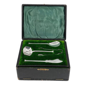 Hallmarked-Silver-Birmingham-1912-Art-Deco-Tea-Spoon-And-Serving-Set Hallmarked Silver Birmingham 1912 Art Deco Tea Spoon And Serving Set