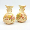 Royal Worcester Blush Ivory Near Pair Of Vases Spring Flowers C1927