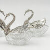 Silver-And-Cut-Glass-Set-Of-Four-Table-Swan-Salts-1 Silver And Cut Glass Set Of Four Table Swan Salts