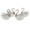 Silver-And-Cut-Glass-Set-Of-Four-Table-Swan-Salts Silver And Cut Glass Set Of Four Table Swan Salts