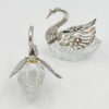 Silver-And-Cut-Glass-Set-Of-Four-Table-Swan-Salts-2 Silver And Cut Glass Set Of Four Table Swan Salts