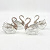 Silver-And-Cut-Glass-Set-Of-Four-Table-Swan-Salts-4 Silver And Cut Glass Set Of Four Table Swan Salts