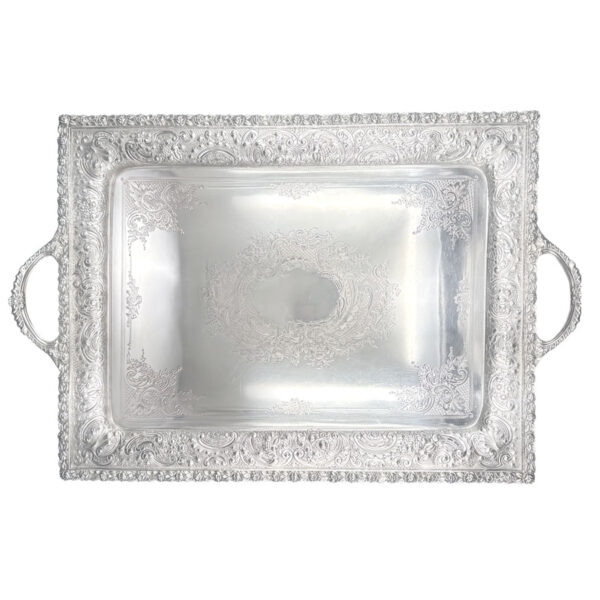 Victorian Hallmarked Silver Tea Tray Sheffield 1893 AH Thompson