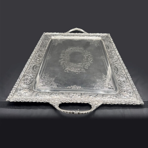 Victorian Hallmarked Silver Tea Tray Sheffield 1893 AH Thompson