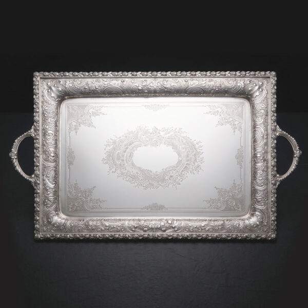 Victorian Hallmarked Silver Tea Tray Sheffield 1893 AH Thompson
