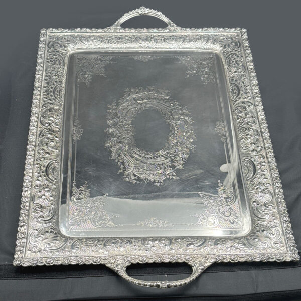 Victorian Hallmarked Silver Tea Tray Sheffield 1893 AH Thompson