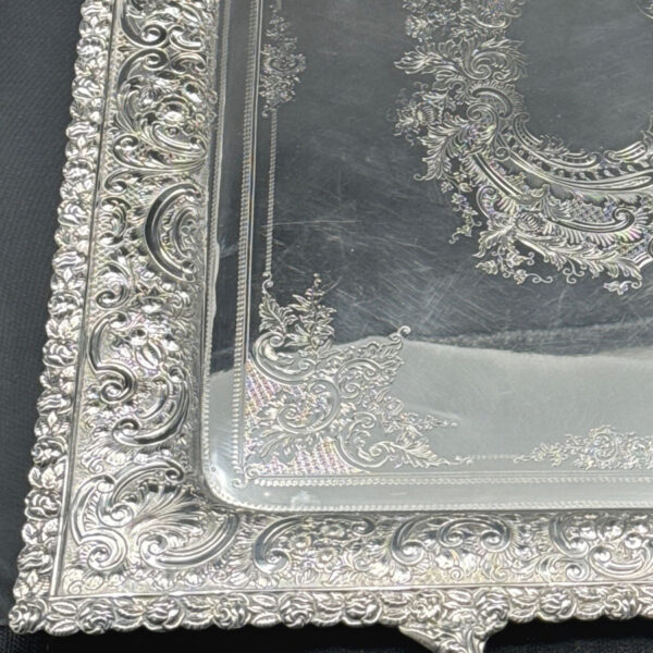 Victorian Hallmarked Silver Tea Tray Sheffield 1893 AH Thompson
