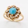 14ct Gold Diamond and Turquoise Flower Ring