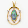 18ct Gold Black Opal And Diamond Pendant